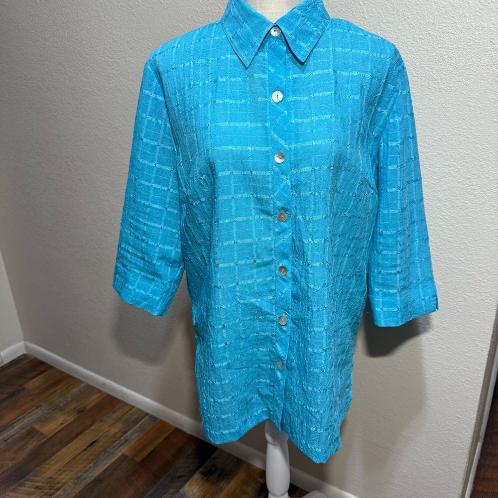 220 Hickory - Vibrant Teal Button-Up Shirt - Size Medium